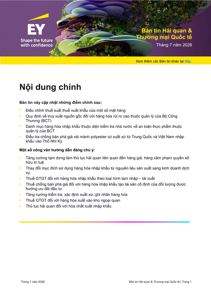 Bản tin Hải quan & Thương mại Quốc tế | Tháng 7 năm 2026