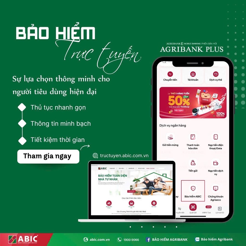 Bảo hiểm Agribank số hóa các dịch vụ bảo hiểm