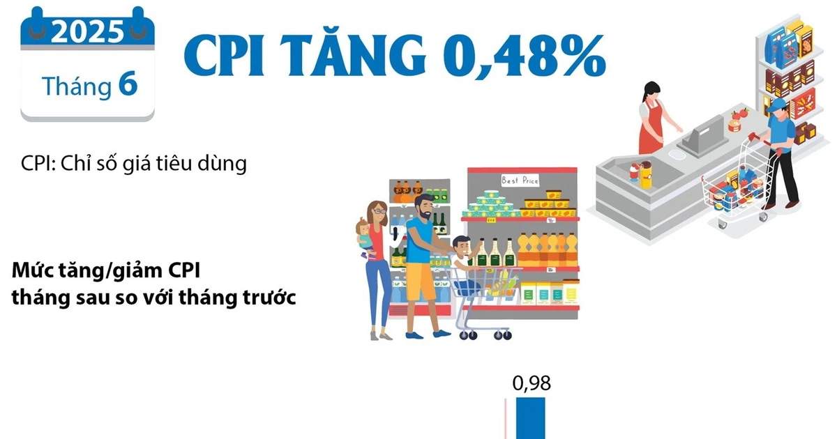 Chỉ số giá tiêu dùng tháng 6 năm 2025 tăng 0,48%