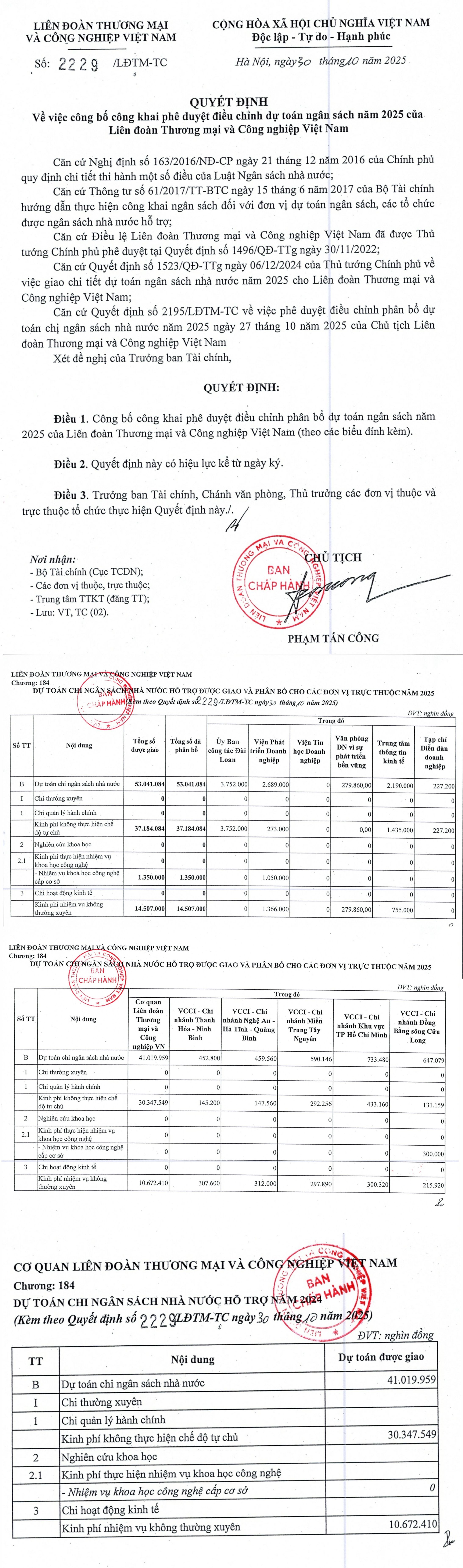 CV 2229 ngay 30.10.2025 dieu chinh NSNN 2025.jpg