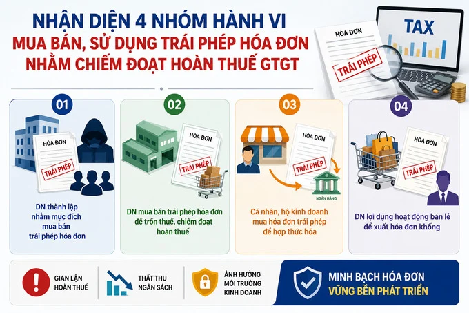 Lộ diện 4 nhóm thủ đoạn mua bán hóa đơn nhằm chiếm đoạt tiền hoàn thuế