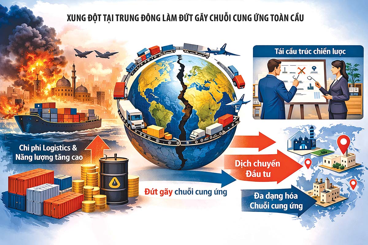Xung đột tại Trung Đông: Tác động dịch chuyển chuỗi cung ứng và đầu tư dài hạn
